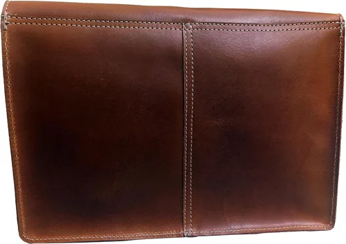 Vista 5 de CALYX Carpeta de cuero, organizador de carpetas de archivos de cuero de grano completo, soporte para documentos, cartera de cuero para hombres