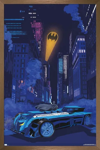 Vista 15 de Trends International DC Comics Batman - Póster de pared con señal de murciélago en el horizonte, 22.4 pulgadas de largo x 14.7 W, versión enmarcada