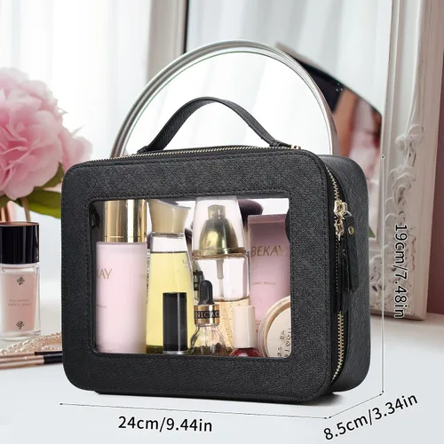 Vista 5 de Bolsa de maquillaje transparente (negro L)