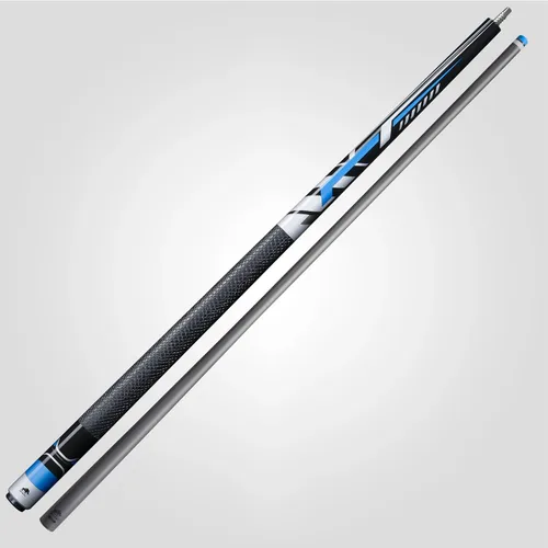 Vista 3 de Taco de billar RHINO Racing - Azul - Junta de 3/8-8 - Eje de carbono premium, diámetro de punta de 12,5 mm, Pro Taper. Empuñadura compuesta