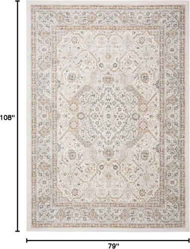 Vista 82 de SAFAVIEH - Colección Isabella, alfombra decorativa - 2'2" x 5', azul y crema, diseño oriental, no desprende pelusa y fácil cuidado, ideal para áreas