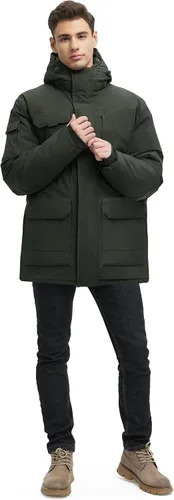 Vista 7 de Abrigos de invierno para hombre, chaquetas de invierno impermeables para hombre, chaqueta acolchada cálida con capucha cortavientos