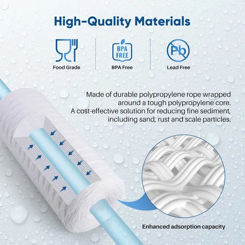 Vista 5 de PUREPLUS 1 Micron 10 x 4.5 Whole House String Wound Sediment Filter for Well Water, Replacement Cartridge for 84637, WPX5BB97P, PC10, CW5-BBS