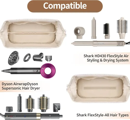 Vista 5 de Bolsa de viaje para herramientas para el cabello con inicial compatible con Floral rosa