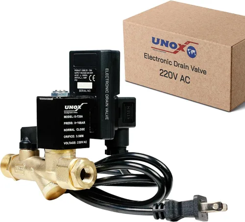 Vista 12 de Válvula de drenaje electrónica UNOX para compresor de aire, 1/2" NPT a 1/4" NPT 110/120V CA Válvula de drenaje de tanque temporizada automática