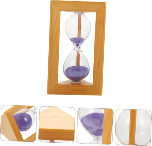 Vista 3 de Elegante Mini Reloj De Arena Temporizador De Arena Temporizador De 5 Minutos De Vidrio De Madera Home Dec