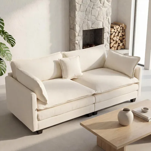 Vista 11 de Sofá seccional, cómodo sofá modular de nube, sofá modular de asiento profundo, sofá moderno en la nube, sofás modulares para sala de estar, Beige