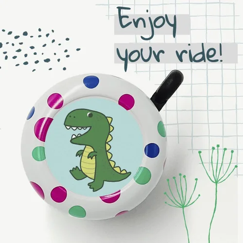 Vista 3 de ONIPAX Timbre de bicicleta con sonido fuerte, oso polar, conejo, dinosaurio, lindo anillo de bicicleta de dibujos animados para adultos o niños