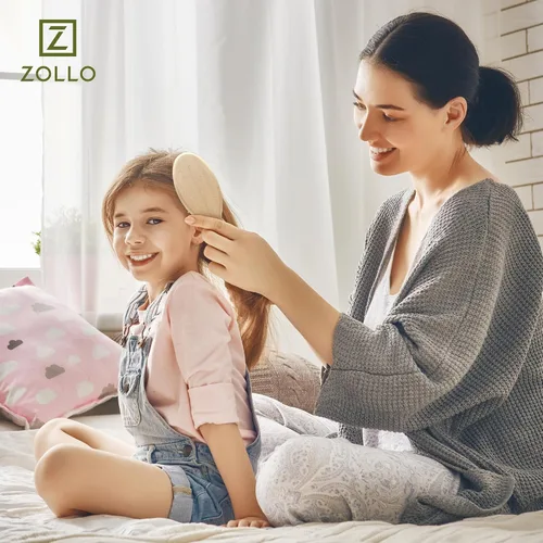 Vista 7 de Cepillo de cerdas de jabalí natural para mujeres, hombres y niños; cepillo desenredante seco y húmedo mejora suavemente el brillo, suaviza