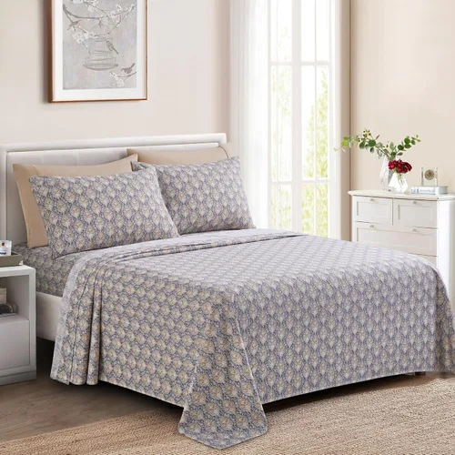 Vista 11 de Marina Decoration Ropa de cama ultra suave y sedosa con bolsillo profundo con estampado rico de rayón derivado de bambú para todas las estaciones