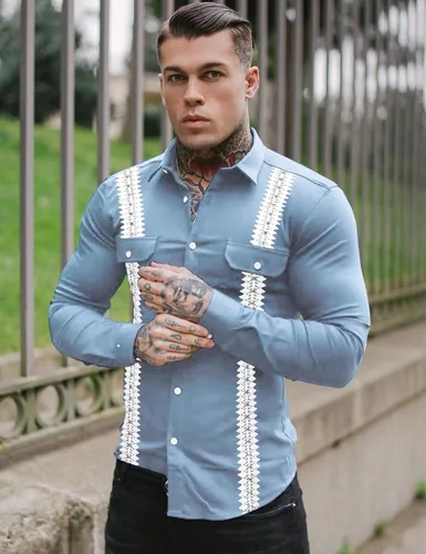 Vista 3 de KELLORENA Camisas de guayabera cubana de manga larga con botones, estilo mexicano, camisas de algodón para campamento