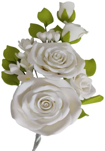 Vista 20 de O'Creme Aerosol de Flor de Masa de Goma, Rosa Blanca 6x8 - Flores Comestibles para Decorar Pasteles - Decoraciones de Flores para Tartas, Caramelos
