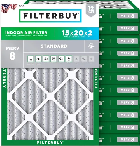 Vista 61 de Filterbuy Filtro de aire MERV 8 de 8 x 14 x 1 pulgadas para defensa contra el polvo y las alergias (paquete de 12), electrostático plisado HVAC