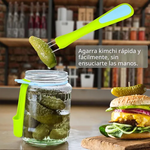 Vista 2 de Paquete de 2 cucharas de aceituna y tenedor de pepinillo, herramienta para recogedor para tarro, accesorio de cocina