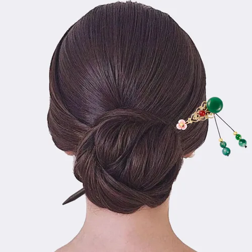 Vista 5 de Palillos de pelo de madera de 7.08 pulgadas para moños, palillos chinos para mujer, horquillas para cabello largo (2 unidades)