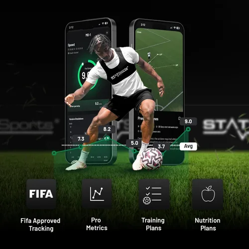 Vista 2 de STATSports Academy - Chaleco de seguimiento de fútbol con GPS, rastreador deportivo todo en uno avanzado con ejercicios, entrenamiento y nutrición