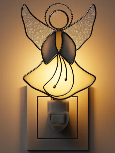 Vista 2 de Luz nocturna de ángel amarillo volador, luces de ángel de colores enchufables a la pared, luz nocturna brillante de ángel bebé, regalo