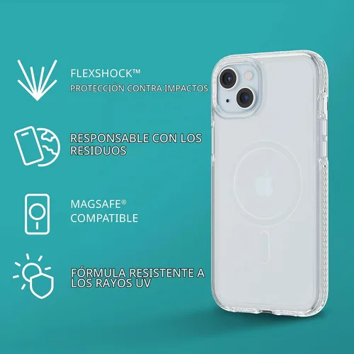 Vista 3 de Tech21 Evo Crystal - Funda de protección contra impactos compatible con MagSafe para iPhone 15 Plus, color azul