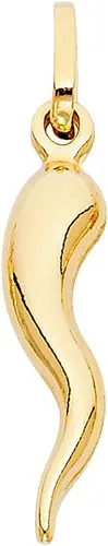Vista 5 de TGDJ Collar de cadena de eslabones con colgante de cuerno italiano de cornicello de oro amarillo de 14 quilates de 0.026 in
