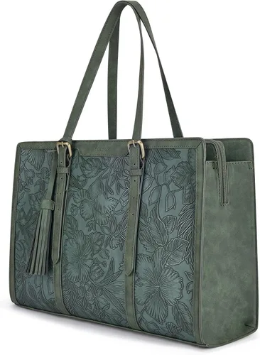 Vista 10 de ECOSUSI Bolsa para Laptop para Mujeres 15.6 Pulgadas Bolsas de Trabajo Tipo Tote Cuero PU Bolso de Computadora para Oficina de Negocios con 3