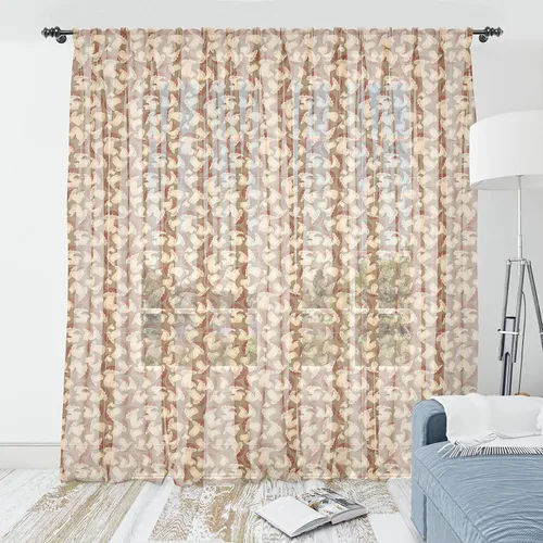 Vista 57 de Ambesonne Cortinas de tul Eiffel con bolsillo para barra, globos retro de corazón de café, remolinos de hito francés, cortina transparente