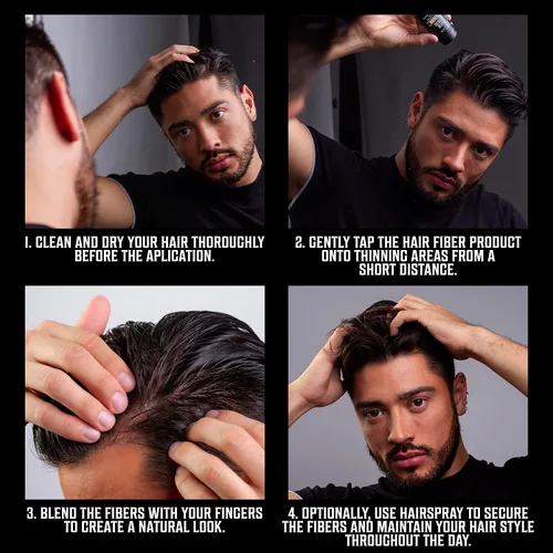 Vista 6 de Viking Revolution Fibras de cabello castaño rojizo para hombres adelgazantes, fibra gruesa para cubrir puntos calvos, fibras de construcción