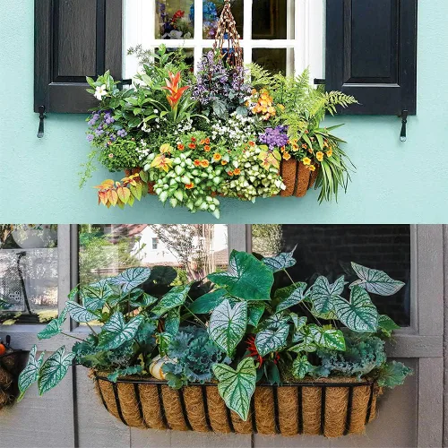 Vista 3 de LAVEVE Revestimiento de coco de 30 pulgadas de repuesto para cesta colgante de plantas, 2 forros gruesos de fibra de coco para macetas de flores