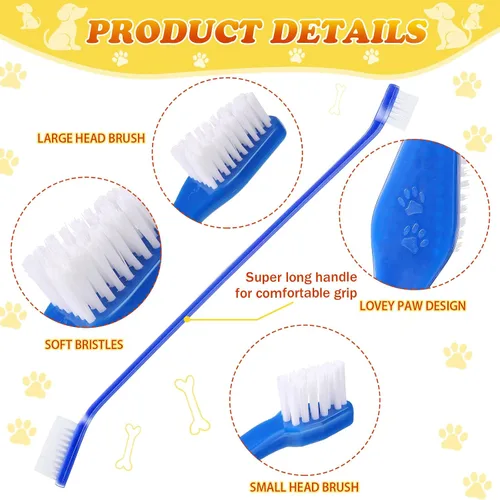 Vista 3 de Nuogo - 200 cepillos de dientes para perros, mango largo de doble cabeza, 8 colores, gatos y perros Bulk 200 Pack, fits large and small breeds