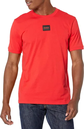 Vista 10 de Hugo Mens Ribbed Crew Neck Regular Fit Center Logo T-Shirt Blanco (Chalk White)