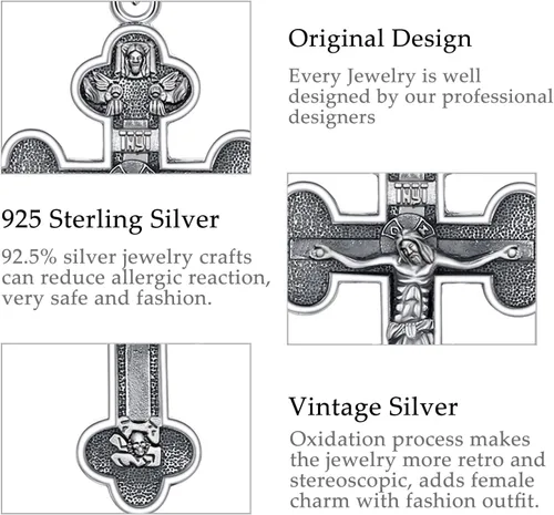Vista 167 de Vito Collar de plata de ley 925 para mujeres y hombres, San Benito, crucifijo, Caravaca, San Cristóbal, San Judas, medalla patronal, amuleto