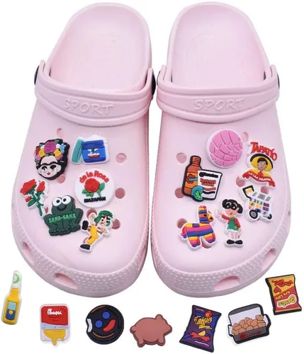 Vista 7 de 100Pcs Mexican Inspired Croc Decoration Charms-Mexican Shoe Charms for Croc Sandals, Mexican Croc Pins for Teen kids Adults Women Men Boys Girls
