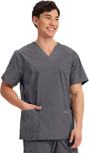 Vista 32 de Cherokee WW Professionals WW695 - Camisa de uniforme sanitario para hombre, con cuello en V