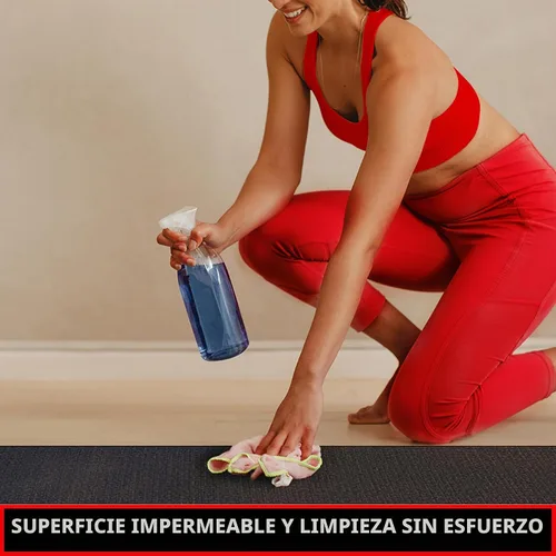 Vista 9 de Tapete para caminadora, 7'x3'/6'x3'/6'x2.5'/5.6'x2'/4'x2', 6mm de grosor, alfombrilla de equipo de ejercicio para gimnasio para piso de madera negro