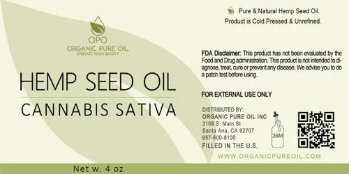 Vista 2 de Organic Pure Oil 4 onzas de aceite de semillas de cáñamo 100% orgánico y natural sin refinar prensado en frío, de calidad farmacéutica superior