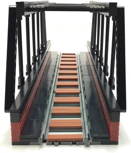 Vista 4 de Edificio de tren clásico, puente de ciudad, pasajeros, vías de tren expreso, juguetes, accesorios de construcción de ferrocarril, bloque