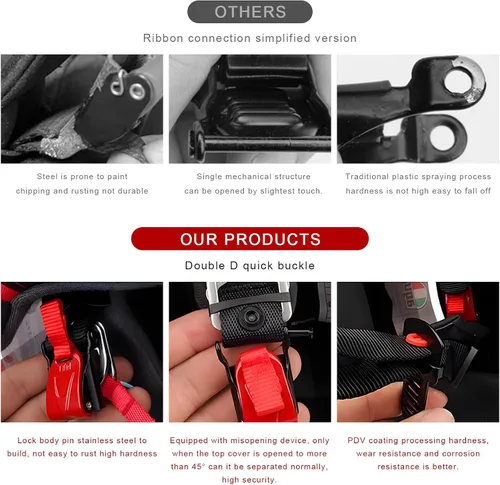 Vista 5 de Kit de hebilla de liberación rápida para casco, hebilla de trinquete para casco de motocicleta para correa de barbilla de hasta 1 pulgada, kit