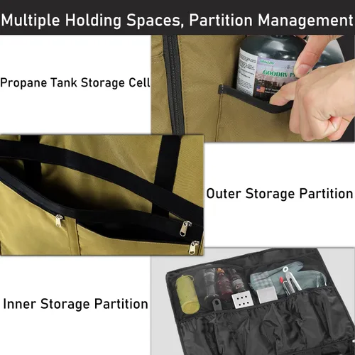Vista 6 de EUTRKei Funda para parrilla Blackstone de 22 pulgadas, accesorios para bolsa de transporte de parrilla de 17 pulgadas, acomodada con capucha