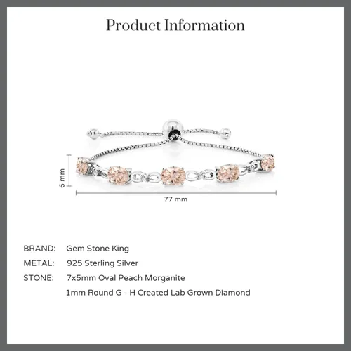Vista 25 de Gem Stone King Pulsera de tenis de diamantes cultivados en laboratorio con piedra natal de 3-6 quilates para mujer, plata de ley 925, ovalada