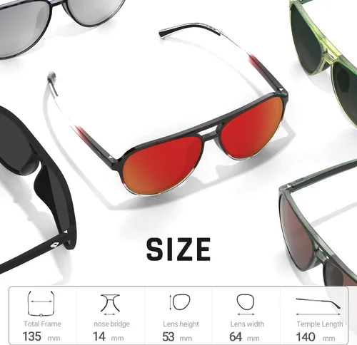 Vista 6 de Anteojos de sol estilo aviador polarizados para hombre y mujer, lentes deportivos para pesca, navegación, playa, golf, conducción TR75