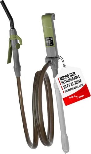 Vista 15 de TERA PUMP Bomba de transferencia de combustible con boquilla de control de flujo rápido - 3 veces más potente, alimentada por batería D, manguera