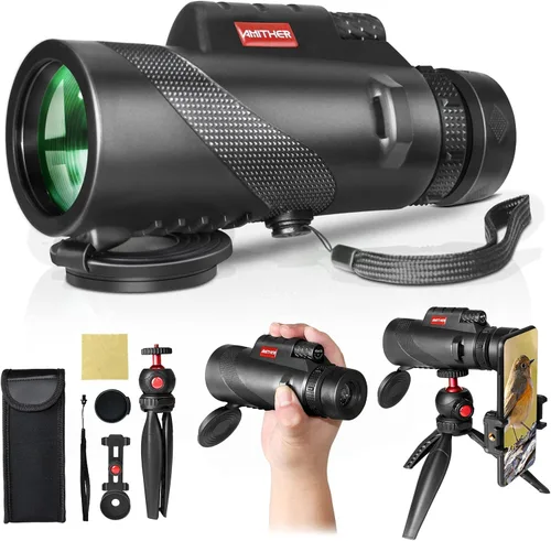 Vista 9 de Telescopio monocular de 12 x 42 para adultos, monoculares compactos HD de alta potencia, telescopio portátil de mano con prisma BAK4 y lente FMC