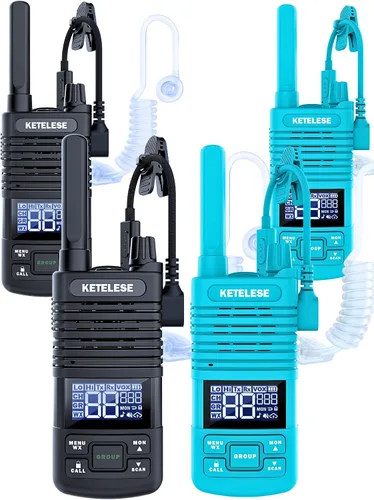 Vista 12 de KETELESE T1 FRS Walkie Talkie Set para adultos, radio bidireccional de largo alcance, con auricular de radio familiar Walkie-Talkie, NOAA, VOX