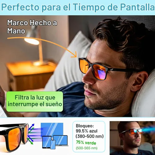 Vista 3 de +1.0 +1.5 +2.0 +2.5 Orange Blue Light Blocking Reading Glasses for Better Sleep - Migraine Glasses for Women & Men
