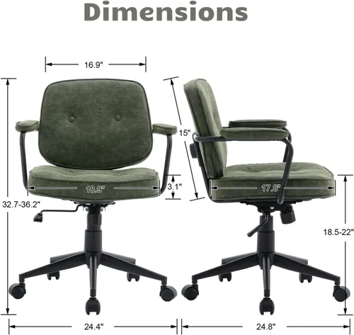 Vista 2 de HEAH-YO Juego de 1 sillas de escritorio modernas sin brazos, silla giratoria para computadora con ruedas y reposabrazos, silla de oficina ajustable