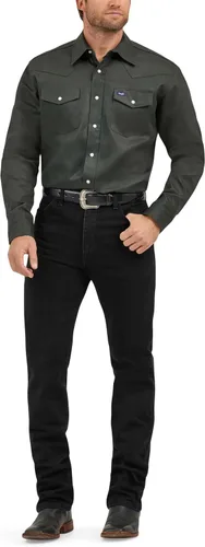 Vista 10 de Wrangler Men's Cowboy Cut Firm Finish Western Long Sleeve Snap Work Shirt Negro
