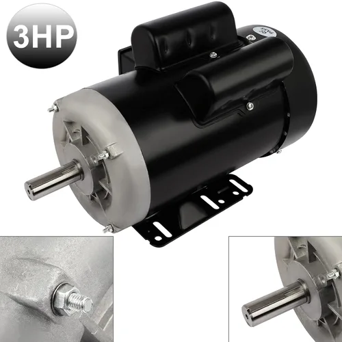 Vista 4 de Motor eléctrico 3HP, motor de servicio agrícola de 3450 rpm, motor monofásico, marco 145T, 230V, 7/8 pulgadas, diámetro del eje, 2.25 pulgadas