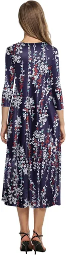 Vista 2 de HOTOUCH Vestido largo midi acampanado con manga 34 para mujer