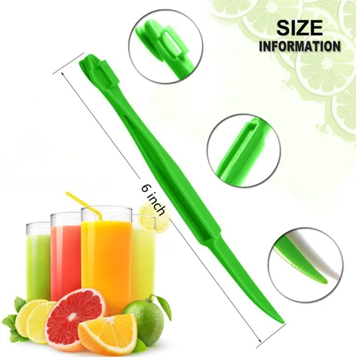 Vista 6 de Cortador de cáscara de cítricos de naranja, cortador de frutas de plástico, removedor de abridor de limón, herramientas de frutas y verduras Verde