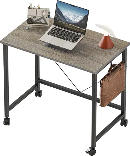 Vista 60 de Mericonia Escritorio de computador, escritorio de juegos para espacios pequeños, mesa moderna de estilo simple para oficina en casa, mesa de estudio
