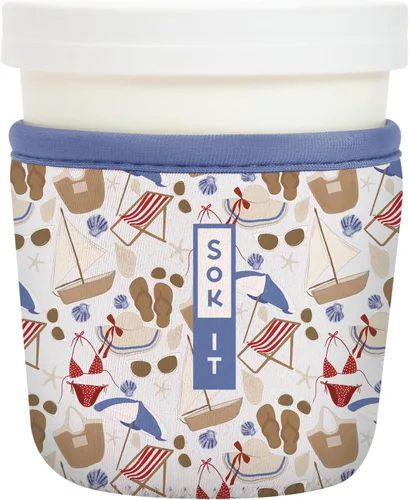 Vista 89 de Sok It IceCreamSok Cubierta de Neopreno Aislante (Floral Abstracto, Pintas de Helado Rectas)